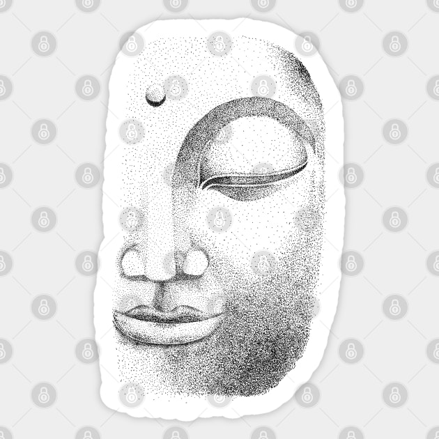 Hand drawn Buddha Face using dotwork Sticker by jitkaegressy